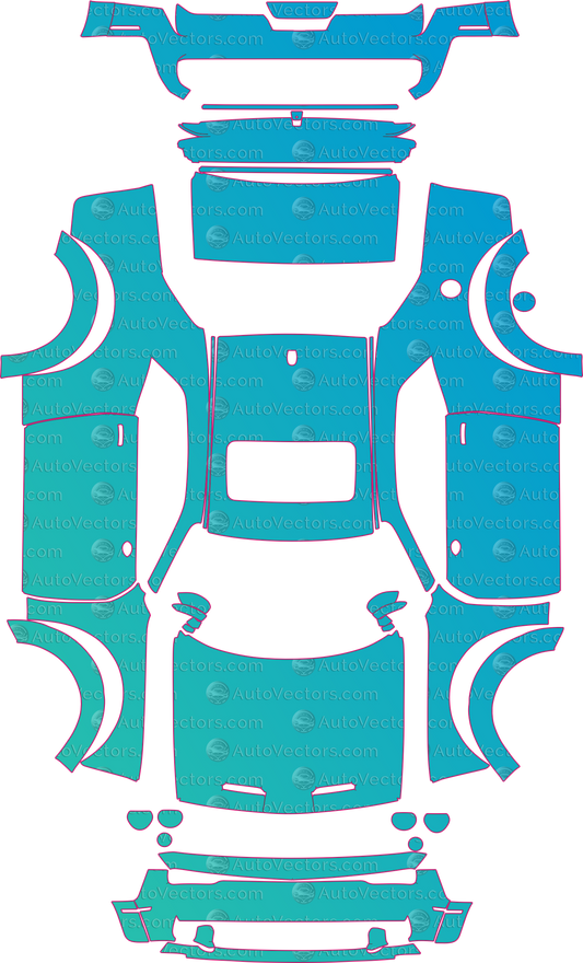 Dodge Challenger SRT Hellcat-SRT Hellcat Redeye (From 2019) Coupe pre-cut PPF pattern layout