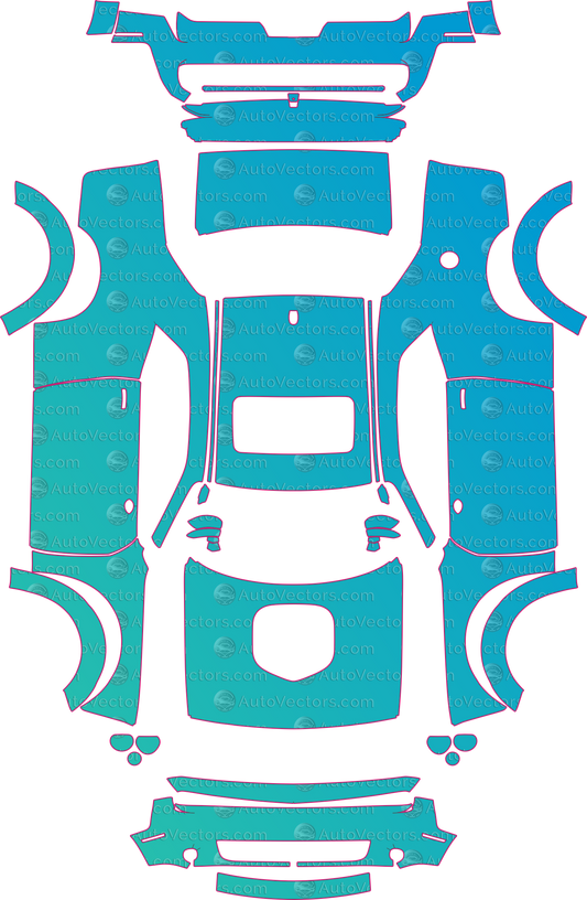 Dodge Challenger SRT Hellcat Widebody (From 2017) Coupe pre-cut PPF pattern layout
