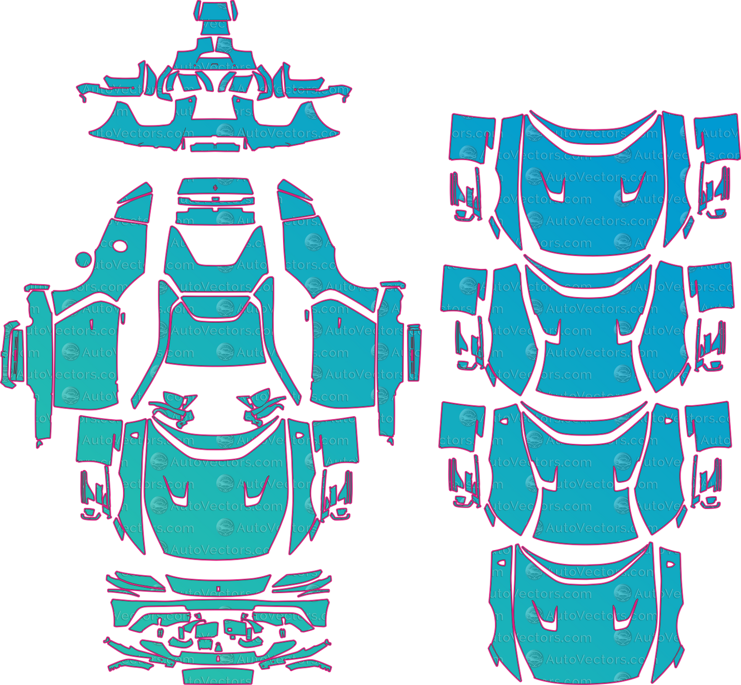 Ferrari 12Cilindri F167 (From 2025) Coupe Pre-Cut PPF Pattern Templates – pre-cut PPF pattern templates, digital download vector files (CDR, AI, PDF, DXF, SVG)
