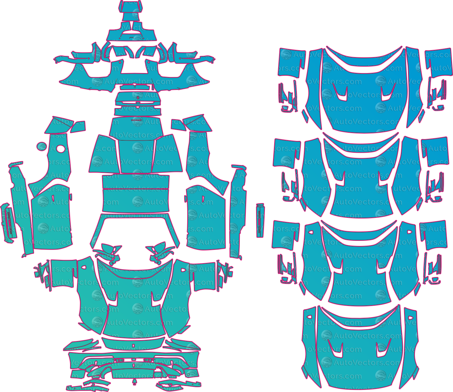 Ferrari 12Cilindri Spider F167 (From 2025) Convertible Pre-Cut PPF Pattern Templates – pre-cut PPF pattern templates, digital download vector files (CDR, AI, PDF, DXF, SVG)