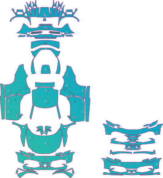 Ferrari 296 GTB F171 (From 2022) Coupe Pre-Cut PPF Pattern Templates – pre-cut PPF pattern templates, digital download vector files (CDR, AI, PDF, DXF, SVG)