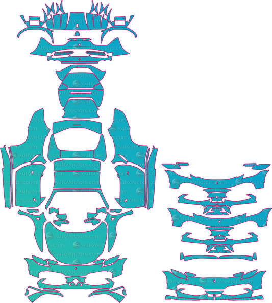 Ferrari 296 GTS F171 (From 2022) Convertible Pre-Cut PPF Pattern Templates – pre-cut PPF pattern templates, digital download vector files (CDR, AI, PDF, DXF, SVG)