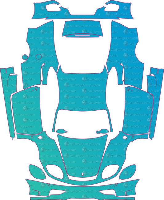 Ferrari 360 Challenge Stradale F131 (From 2004) Coupe Pre-Cut PPF Pattern Templates – pre-cut PPF pattern templates, digital download vector files (CDR, AI, PDF, DXF, SVG)