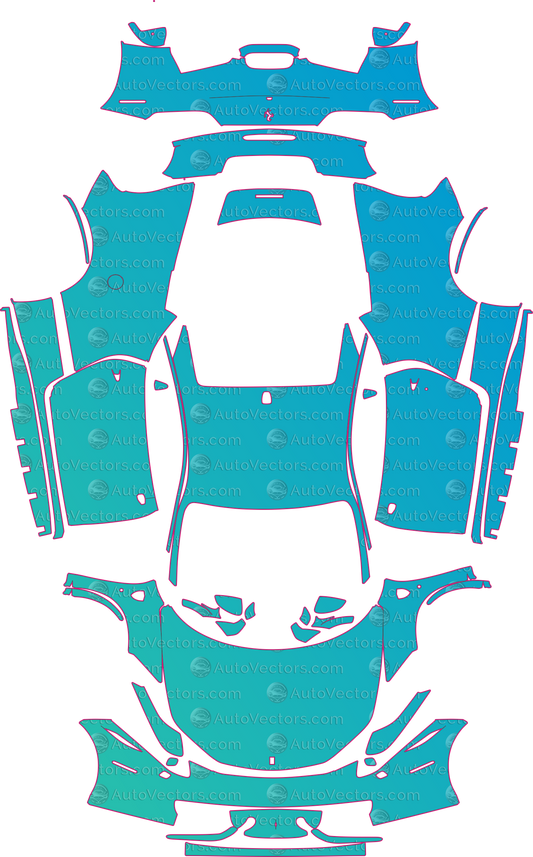 Ferrari 458 Italia F142 (From 2010) Coupe Pre-Cut PPF Pattern Templates – pre-cut PPF pattern templates, digital download vector files (CDR, AI, PDF, DXF, SVG)