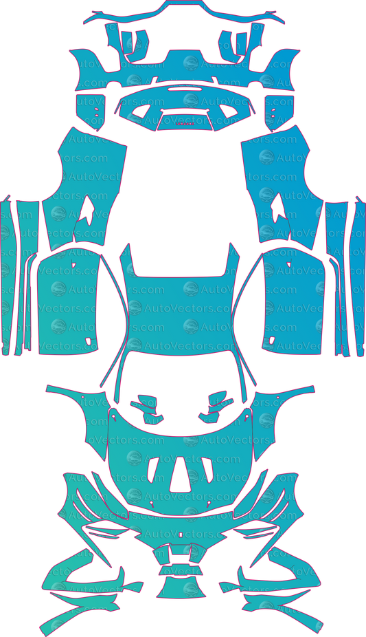 Ferrari 488 F142M Challenge Evo (From 2020) Coupe Pre-Cut PPF Pattern Templates – pre-cut PPF pattern templates, digital download vector files (CDR, AI, PDF, DXF, SVG)