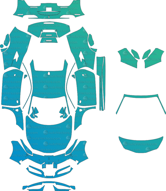 Ferrari 488 GTB F142M (2016–2019) Coupe pre-cut PPF vector template download