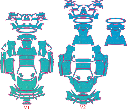 Ferrari 488 Pista Spider F142M (From 2019) Convertible Pre-Cut PPF Pattern Templates – pre-cut PPF pattern templates, digital download vector files (CDR, AI, PDF, DXF, SVG)