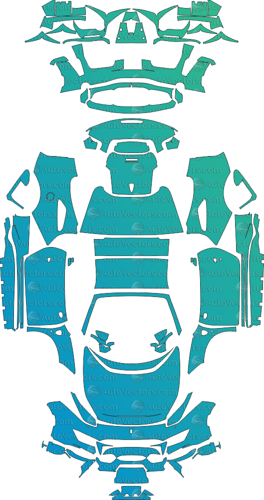 Ferrari 488 Pista Spider F142M (From 2019) Convertible pre-cut PPF vector template download