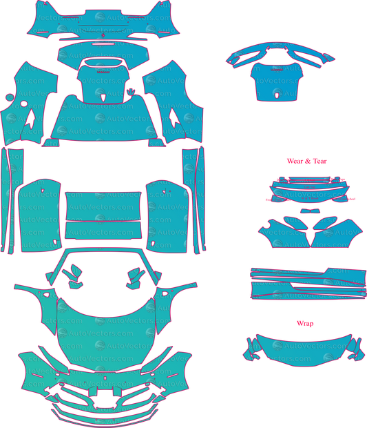 Ferrari 488 Spider (From 2015) Convertible Pre-Cut PPF Pattern Templates – pre-cut PPF pattern templates, digital download vector files (CDR, AI, PDF, DXF, SVG)