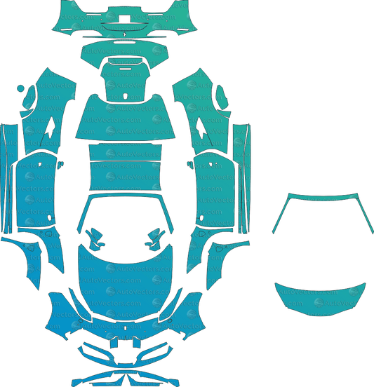 Ferrari 488 Spider F142M (From 2016) Convertible pre-cut PPF vector template download