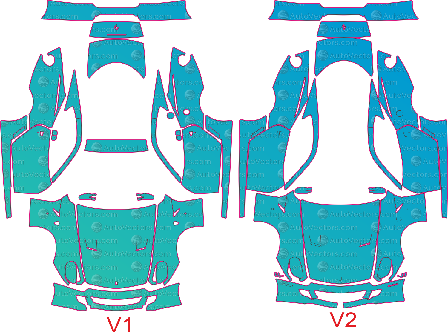 Ferrari 599 GTB Fiorano F141 (From 2006) Coupe Pre-Cut PPF Pattern Templates – pre-cut PPF pattern templates, digital download vector files (CDR, AI, PDF, DXF, SVG)
