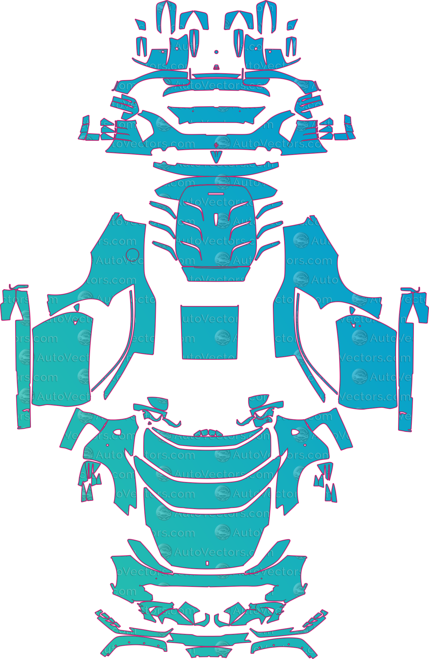Ferrari 812 F152M Competizione (From 2022) Coupe Pre-Cut PPF Pattern Templates – pre-cut PPF pattern templates, digital download vector files (CDR, AI, PDF, DXF, SVG)