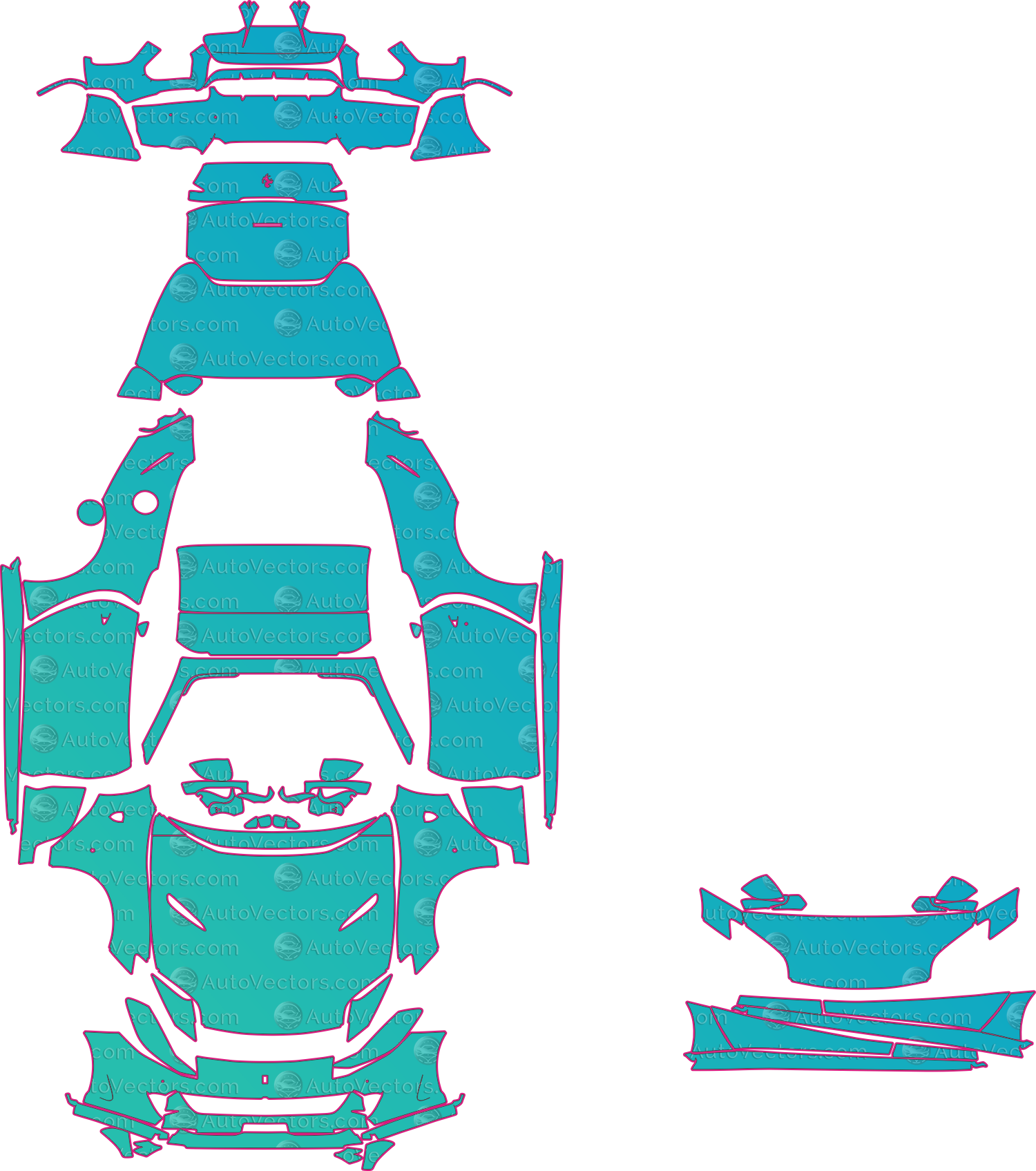 Ferrari 812 GTS F152M (From 2021) Convertible Pre-Cut PPF Pattern Templates – pre-cut PPF pattern templates, digital download vector files (CDR, AI, PDF, DXF, SVG)