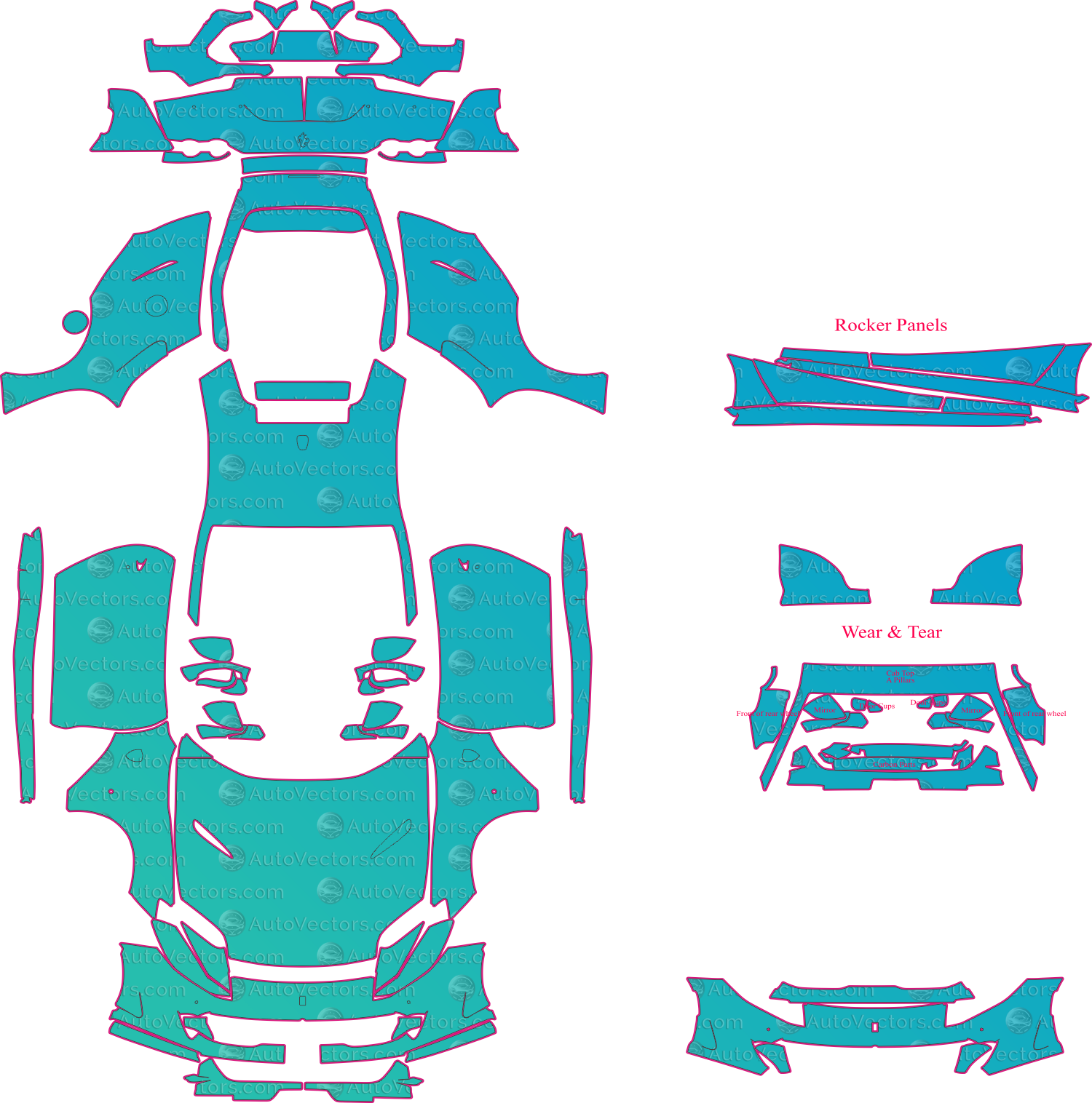 Ferrari 812 Superfast F152M (From 2017) Coupe Pre-Cut PPF Pattern Templates – pre-cut PPF pattern templates, digital download vector files (CDR, AI, PDF, DXF, SVG)