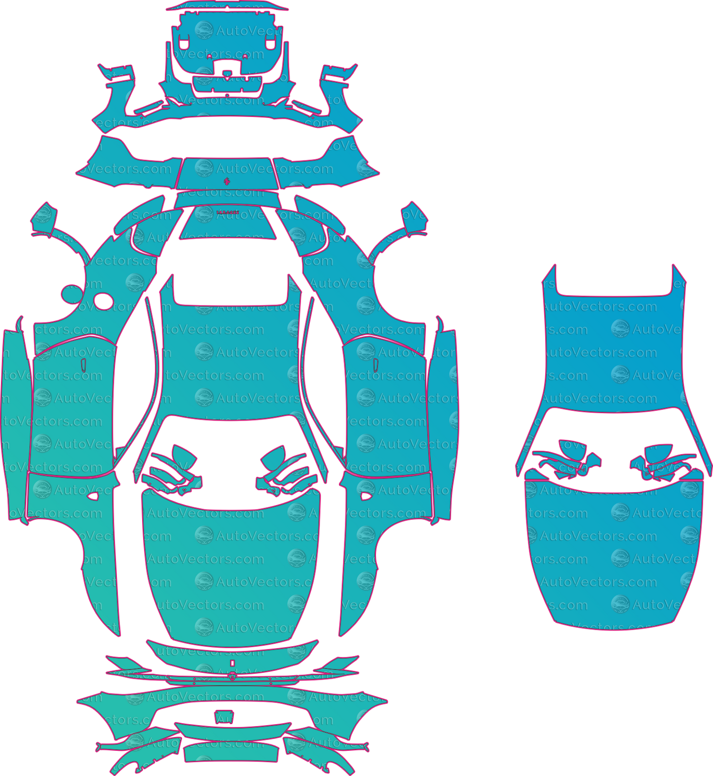 Ferrari Amalfi (From 2026) Coupe Pre-Cut PPF Pattern Templates – pre-cut PPF pattern templates, digital download vector files (CDR, AI, PDF, DXF, SVG)