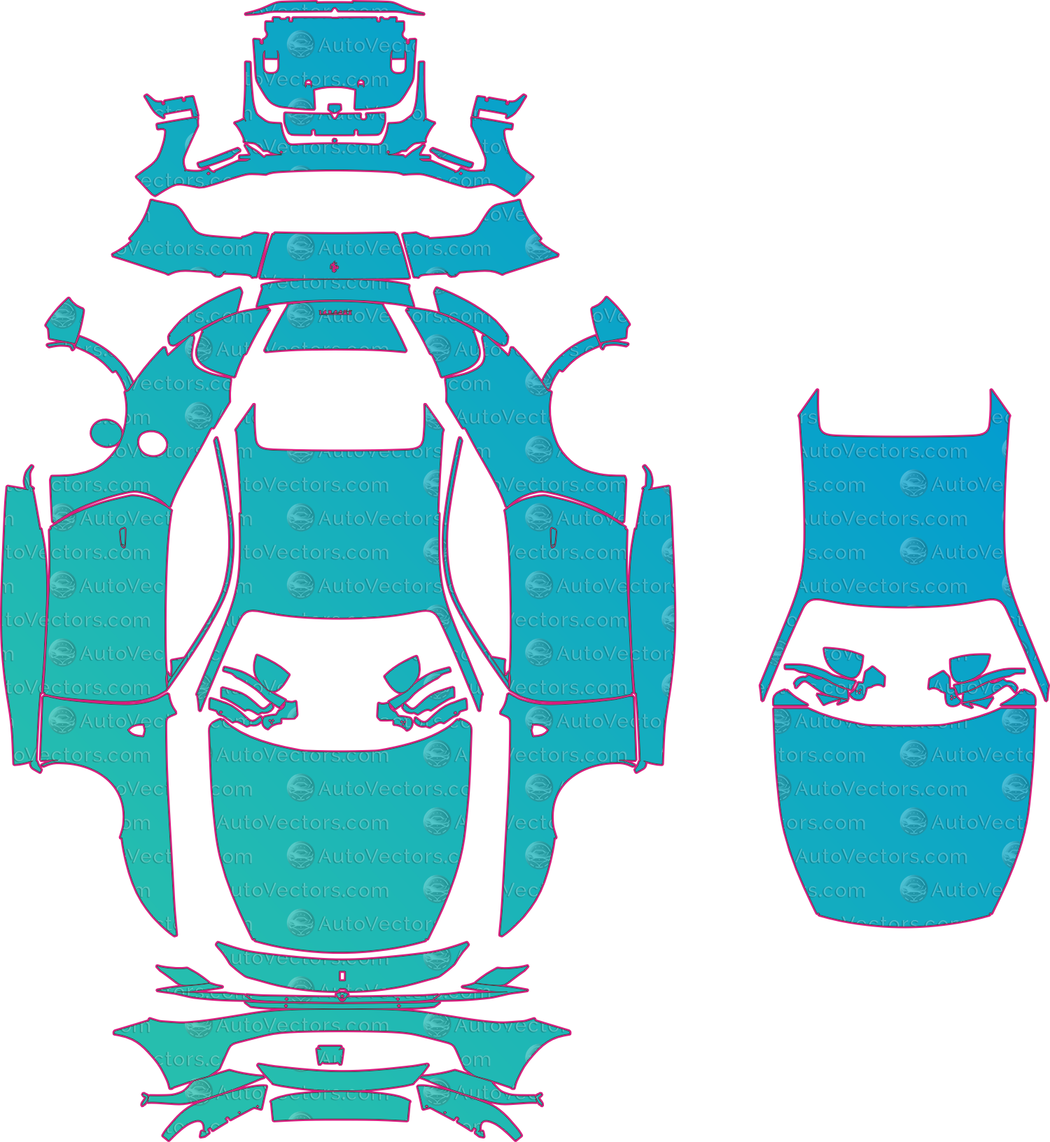 Ferrari Amalfi (From 2026) Coupe Pre-Cut PPF Pattern Templates – pre-cut PPF pattern templates, digital download vector files (CDR, AI, PDF, DXF, SVG)