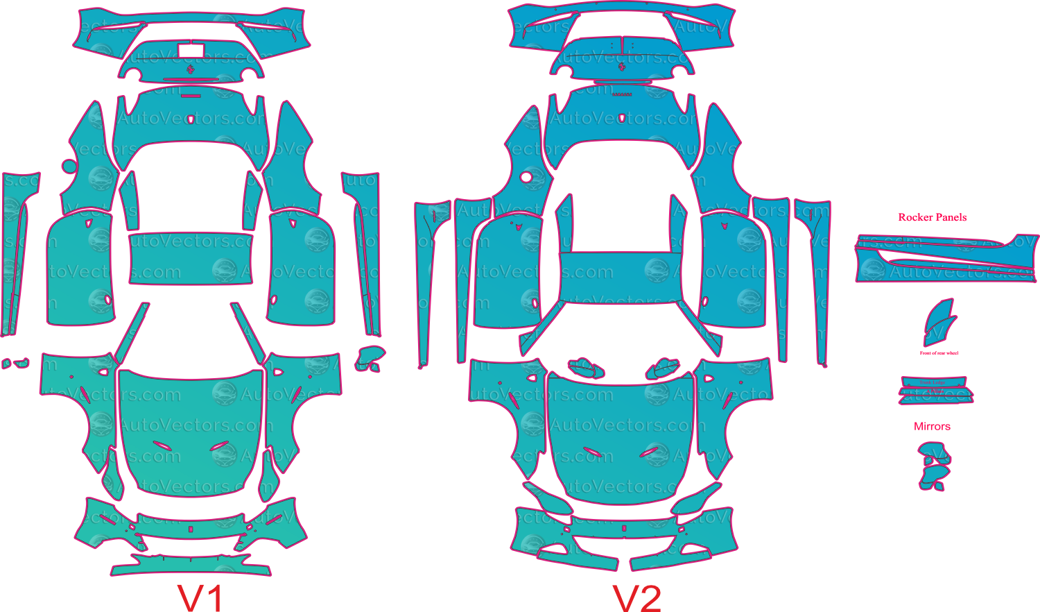 Ferrari California T F149M (From 2014) Convertible Pre-Cut PPF Pattern Templates – pre-cut PPF pattern templates, digital download vector files (CDR, AI, PDF, DXF, SVG)