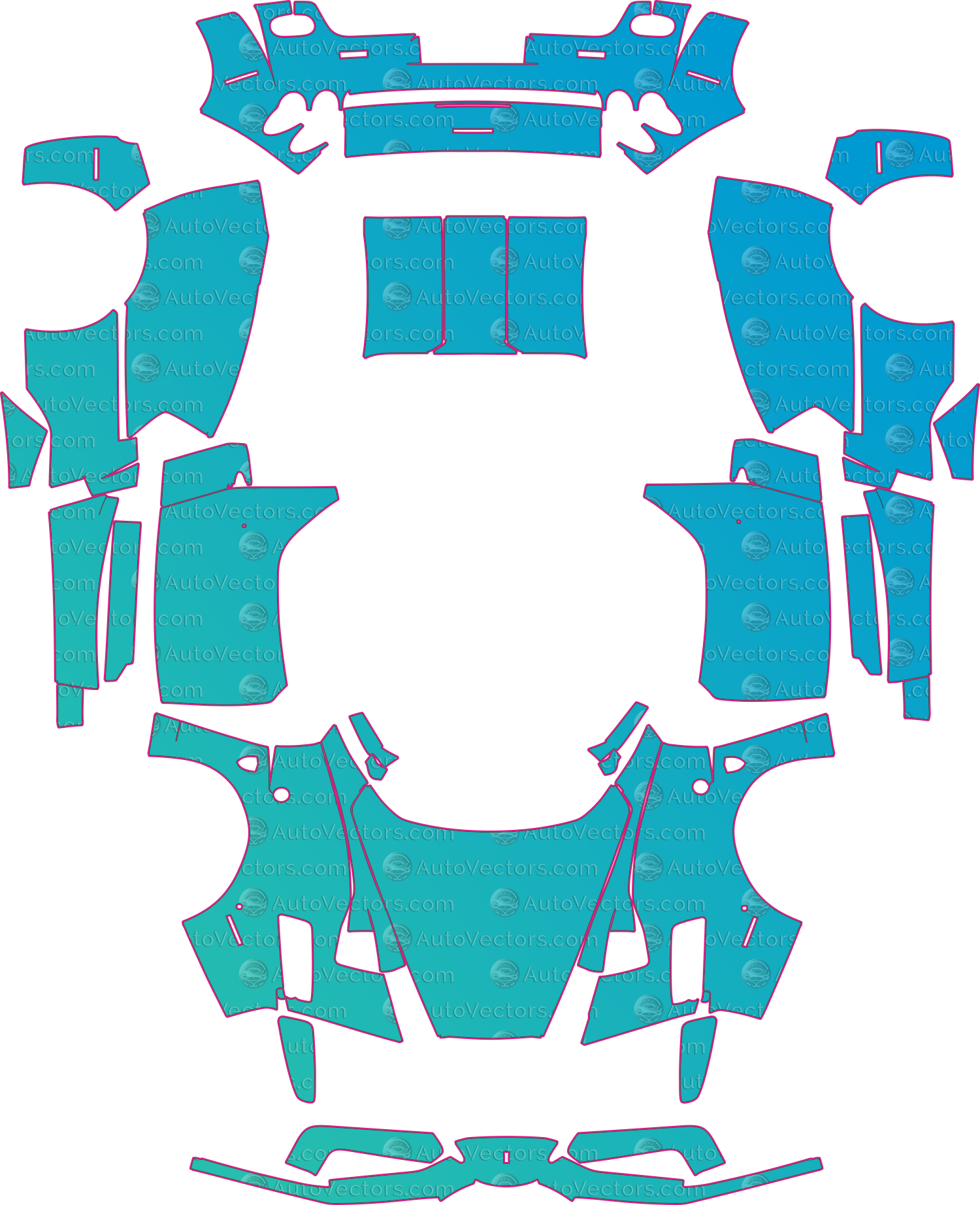 Ferrari Enzo F140 (From 2002) Coupe Pre-Cut PPF Pattern Templates – pre-cut PPF pattern templates, digital download vector files (CDR, AI, PDF, DXF, SVG)