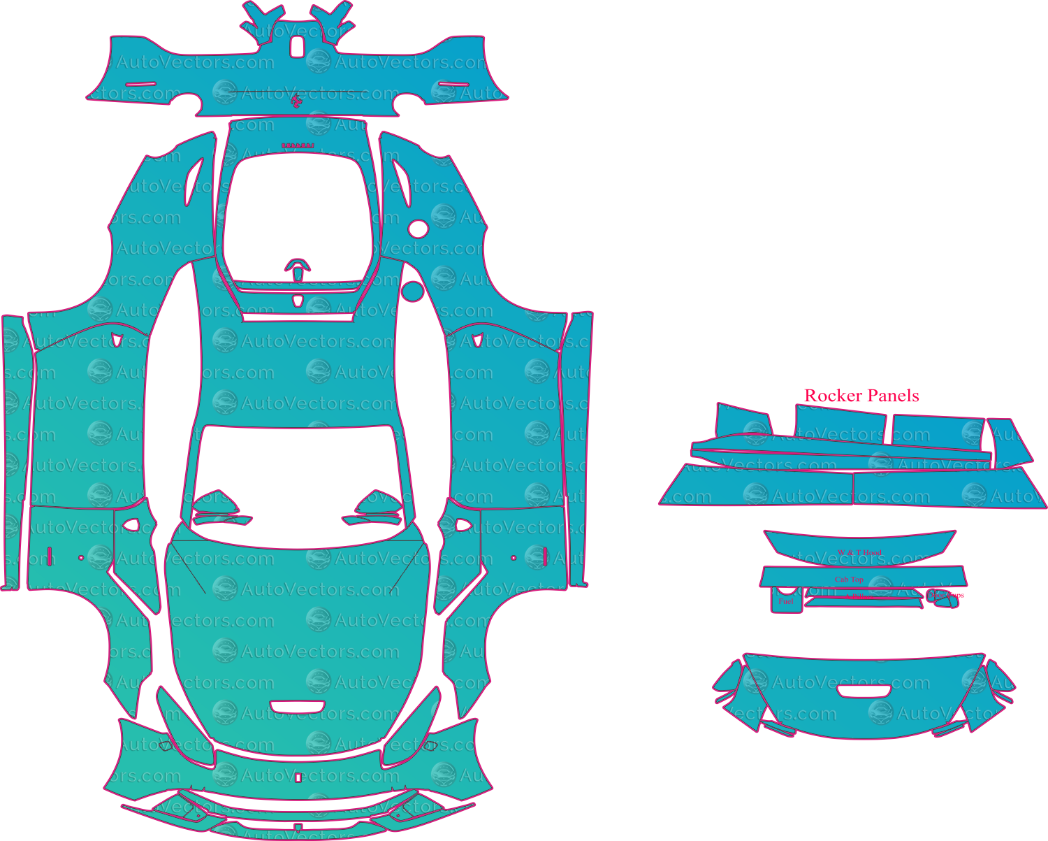 Ferrari F12 Berlinetta F152 (From 2013) Coupe Pre-Cut PPF Pattern Templates – pre-cut PPF pattern templates, digital download vector files (CDR, AI, PDF, DXF, SVG)