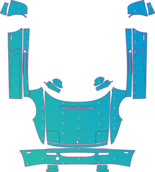 Ferrari F355 F129 (From 1995) Coupe Pre-Cut PPF Pattern Templates – pre-cut PPF pattern templates, digital download vector files (CDR, AI, PDF, DXF, SVG)