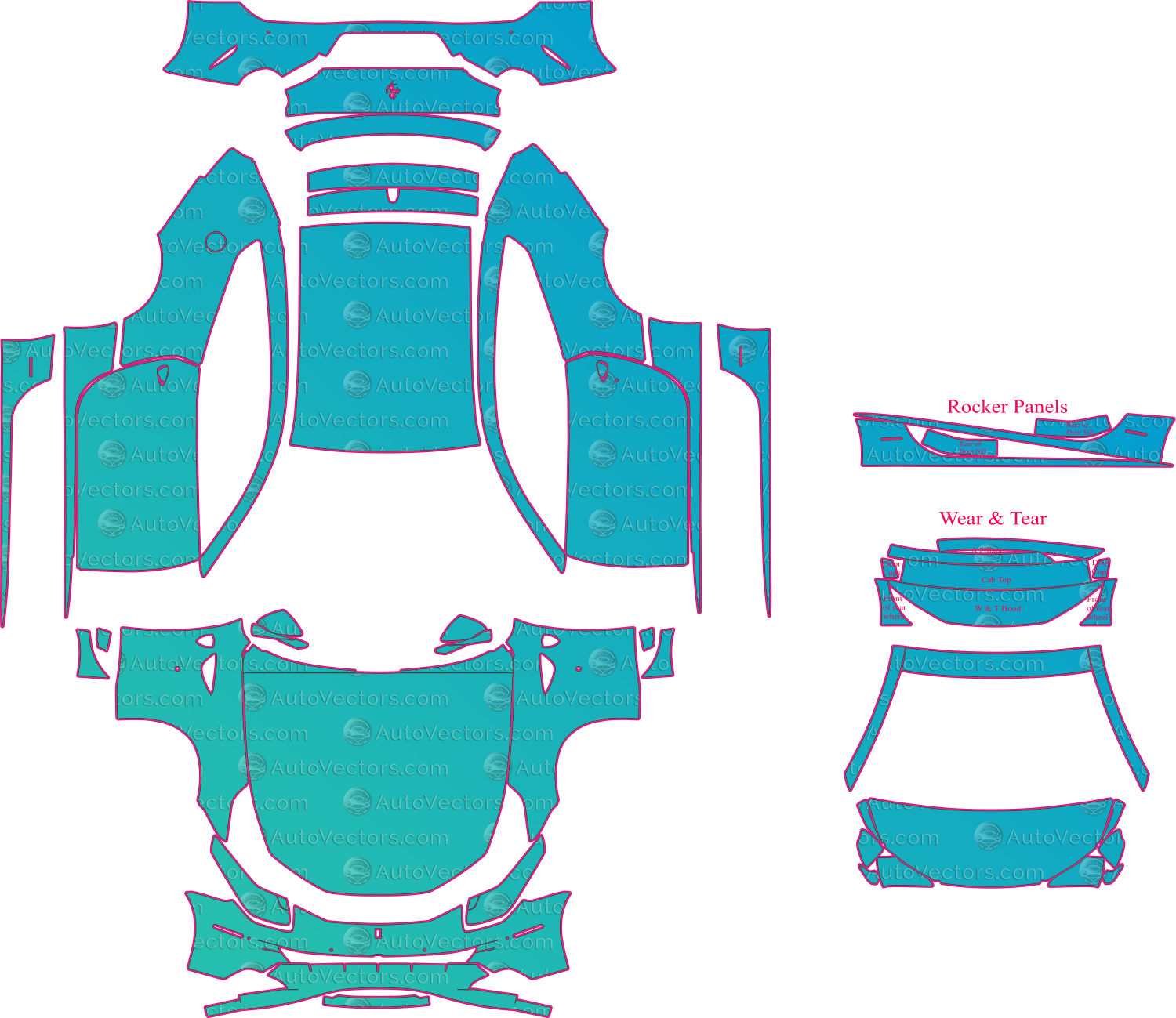 Ferrari FF F151 (From 2012) Coupe Pre-Cut PPF Pattern Templates – pre-cut PPF pattern templates, digital download vector files (CDR, AI, PDF, DXF, SVG)