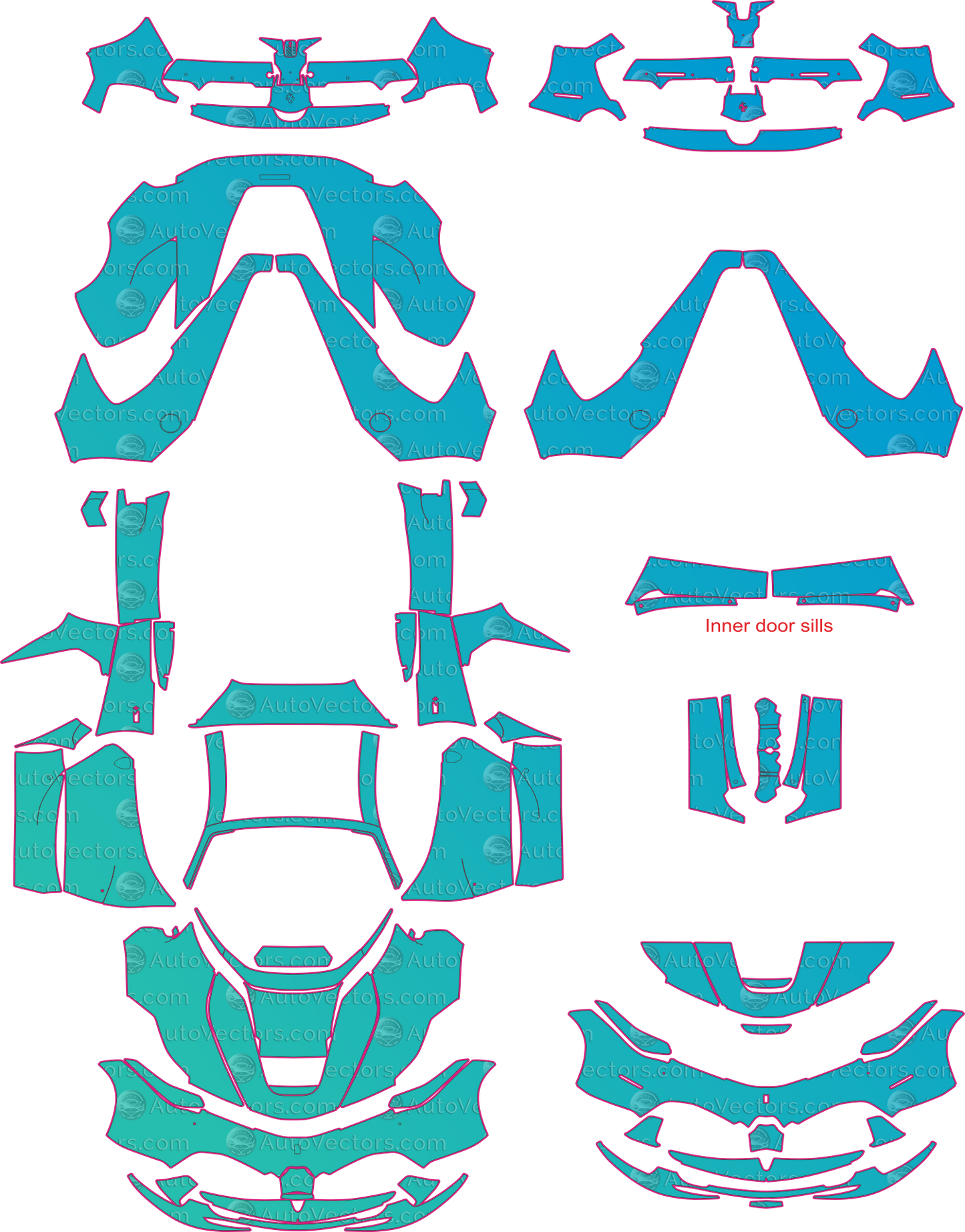 Ferrari LaFerrari Aperta F150 (From 2017) Convertible Pre-Cut PPF Pattern Templates – pre-cut PPF pattern templates, digital download vector files (CDR, AI, PDF, DXF, SVG)