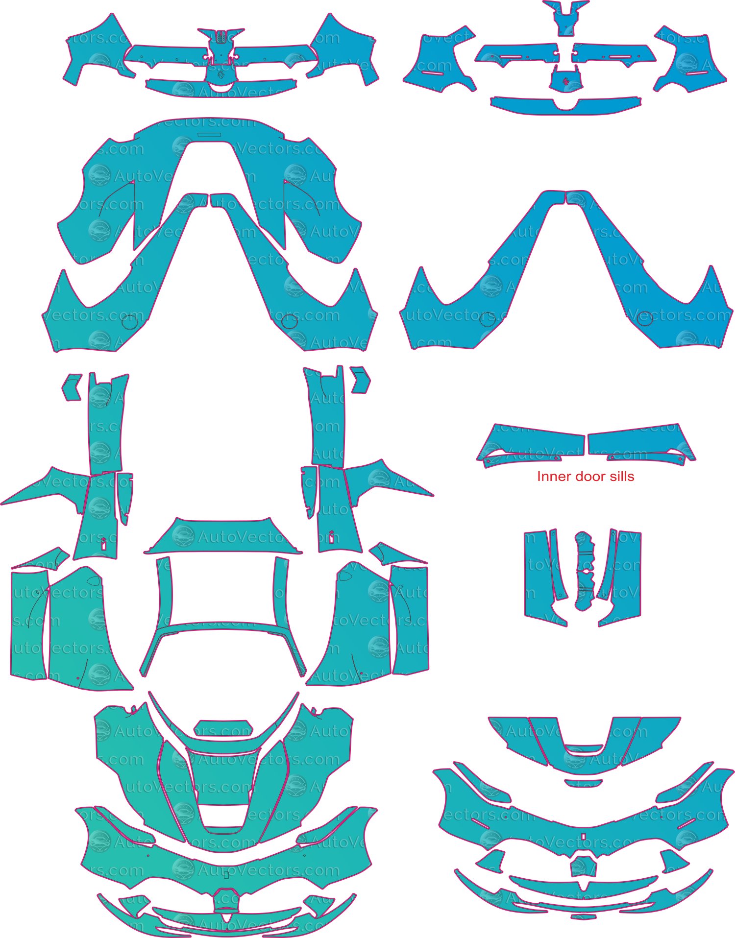 Ferrari LaFerrari Aperta F150 (From 2017) Convertible Pre-Cut PPF Pattern Templates – pre-cut PPF pattern templates, digital download vector files (CDR, AI, PDF, DXF, SVG)