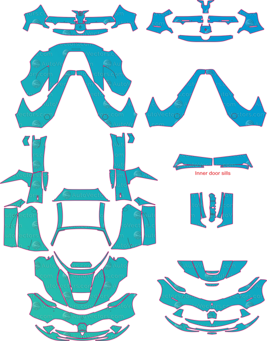 Ferrari LaFerrari Aperta F150 (From 2017) Convertible Pre-Cut PPF Pattern Templates – pre-cut PPF pattern templates, digital download vector files (CDR, AI, PDF, DXF, SVG)