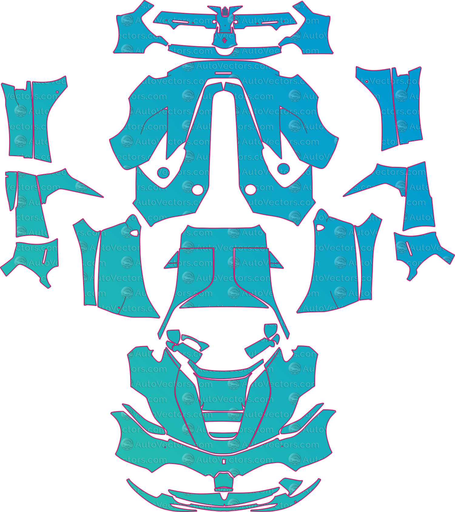 Ferrari LaFerrari F150 (From 2015) Coupe Pre-Cut PPF Pattern Templates – pre-cut PPF pattern templates, digital download vector files (CDR, AI, PDF, DXF, SVG)