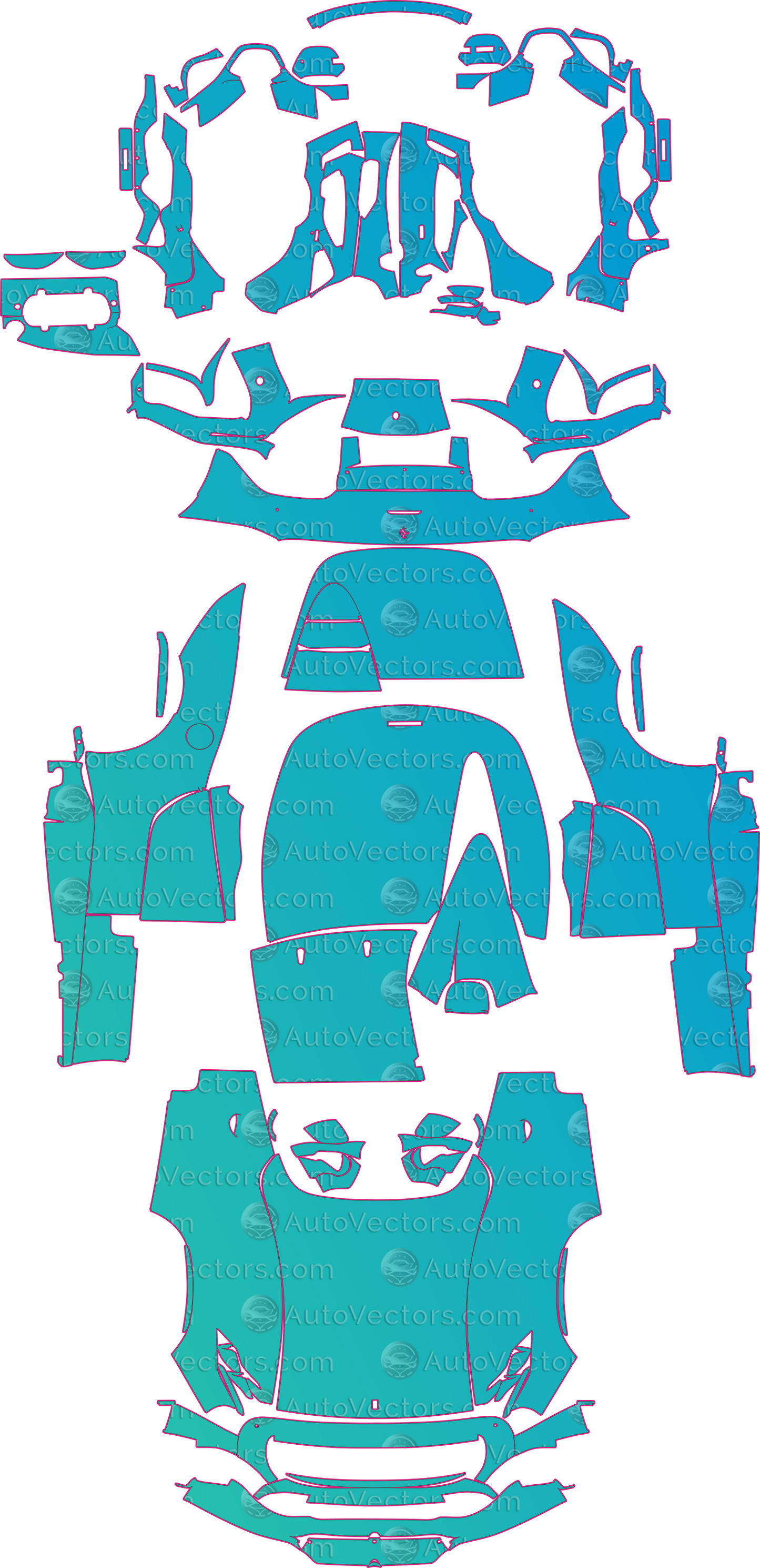 Ferrari Monza SP1 F176 (From 2023) Convertible Pre-Cut PPF Pattern Templates – pre-cut PPF pattern templates, digital download vector files (CDR, AI, PDF, DXF, SVG)