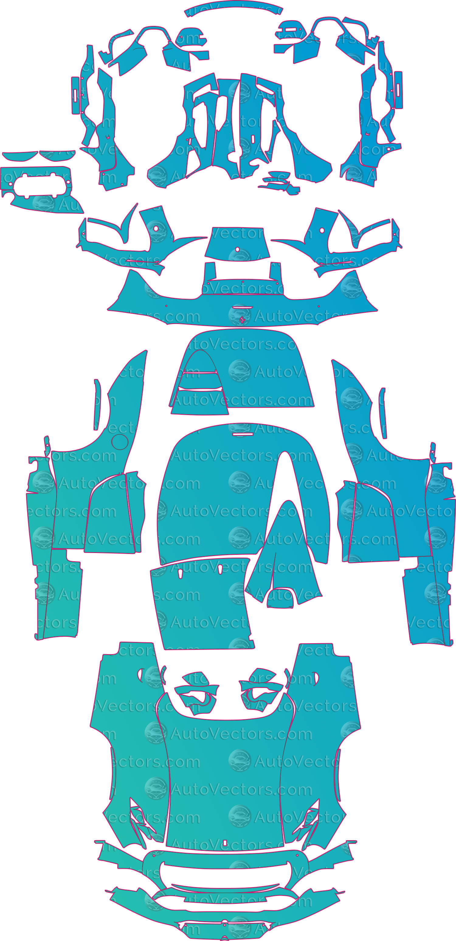 Ferrari Monza SP1 F176 (From 2023) Convertible Pre-Cut PPF Pattern Templates – pre-cut PPF pattern templates, digital download vector files (CDR, AI, PDF, DXF, SVG)