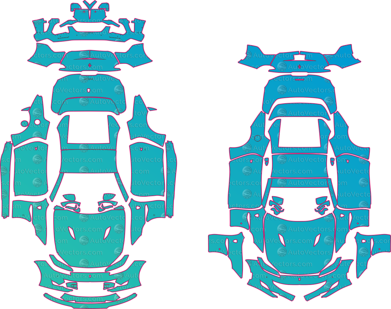 Ferrari Portofino F164 (From 2018) Convertible Pre-Cut PPF Pattern Templates – pre-cut PPF pattern templates, digital download vector files (CDR, AI, PDF, DXF, SVG)