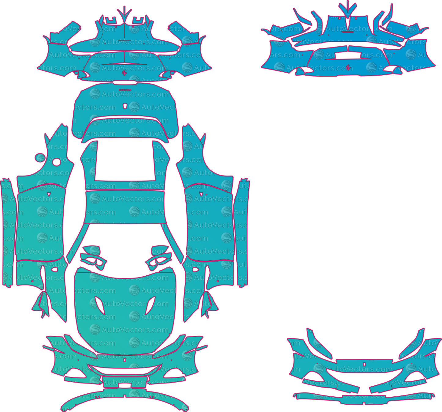 Ferrari Portofino M F164 (From 2021) Convertible Pre-Cut PPF Pattern Templates – pre-cut PPF pattern templates, digital download vector files (CDR, AI, PDF, DXF, SVG)
