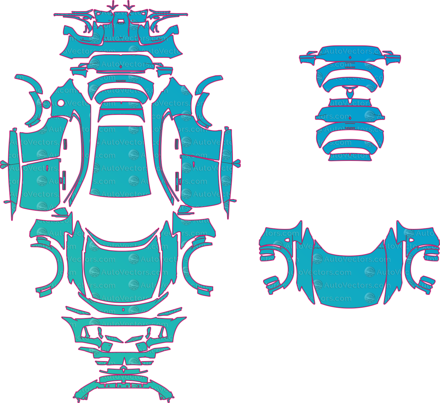 Ferrari Purosangue F175 (From 2023) SUV Pre-Cut PPF Pattern Templates – pre-cut PPF pattern templates, digital download vector files (CDR, AI, PDF, DXF, SVG)