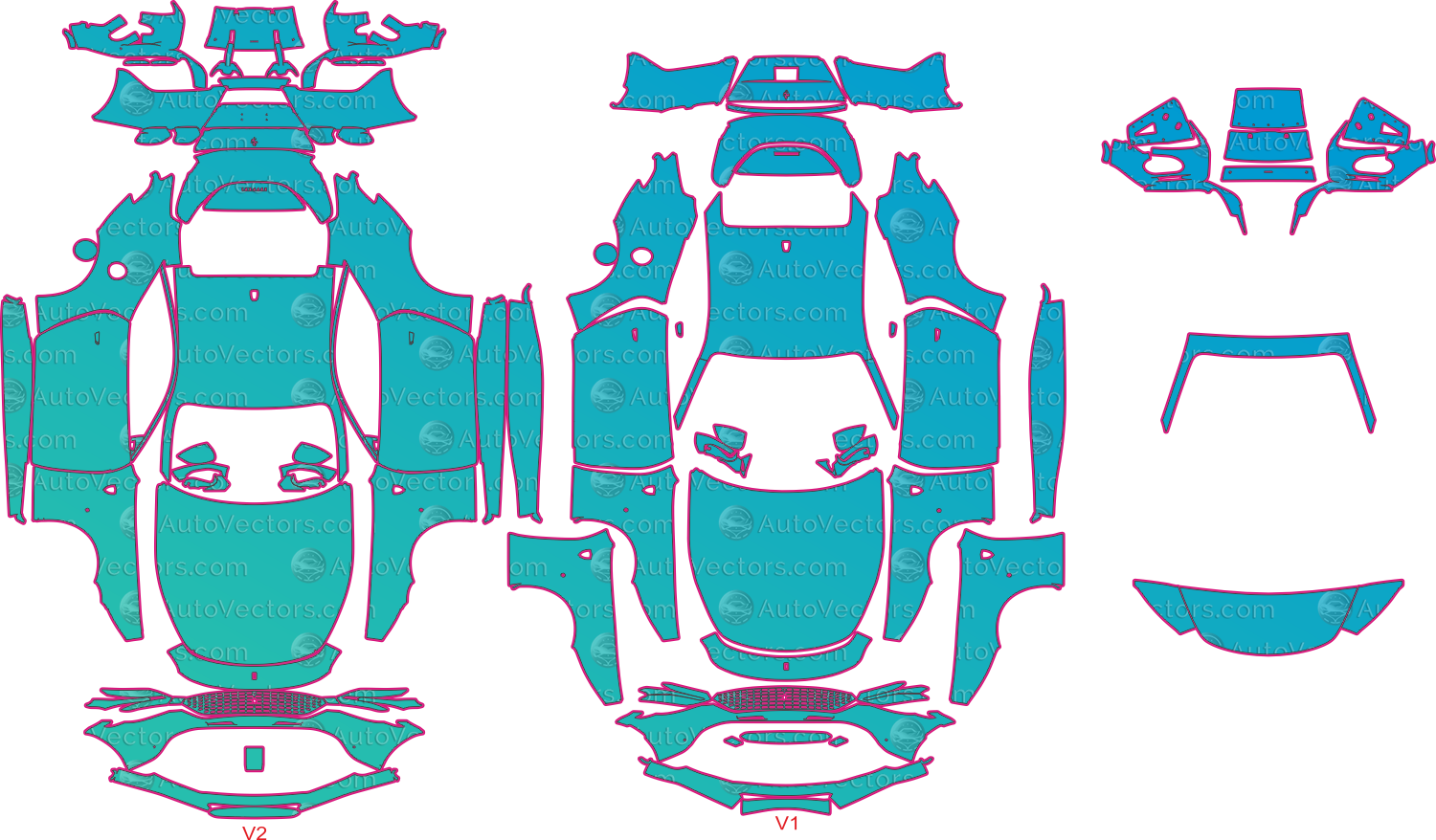 Ferrari Roma F169 (From 2020) Coupe Pre-Cut PPF Pattern Templates – pre-cut PPF pattern templates, digital download vector files (CDR, AI, PDF, DXF, SVG)