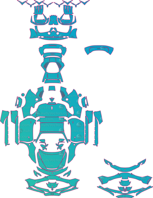 Ferrari SF90 Spider F173 (From 2021) Convertible Pre-Cut PPF Pattern Templates – pre-cut PPF pattern templates, digital download vector files (CDR, AI, PDF, DXF, SVG)