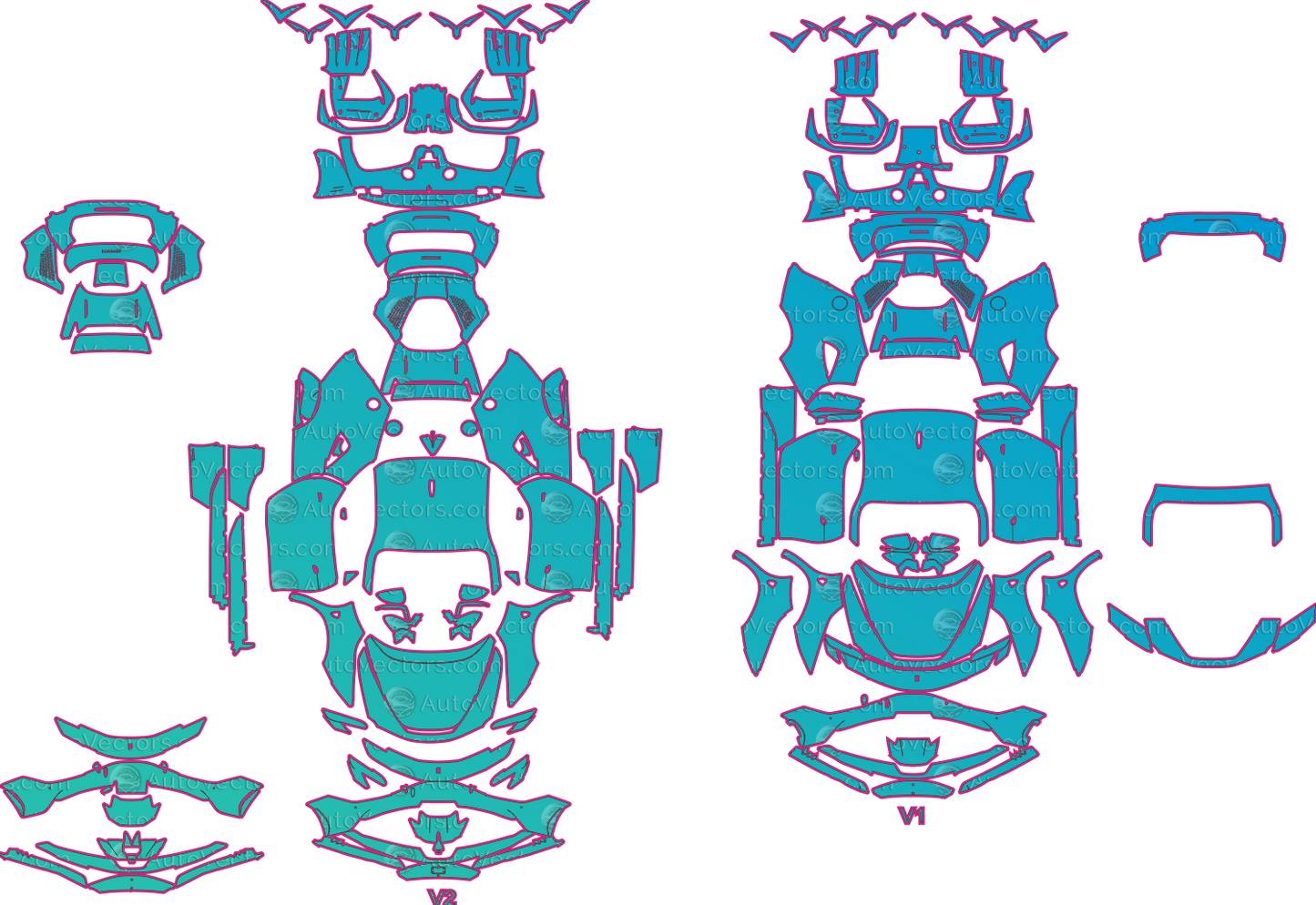 Ferrari SF90 Stradale F173 (From 2021) Coupe Pre-Cut PPF Pattern Templates – pre-cut PPF pattern templates, digital download vector files (CDR, AI, PDF, DXF, SVG)