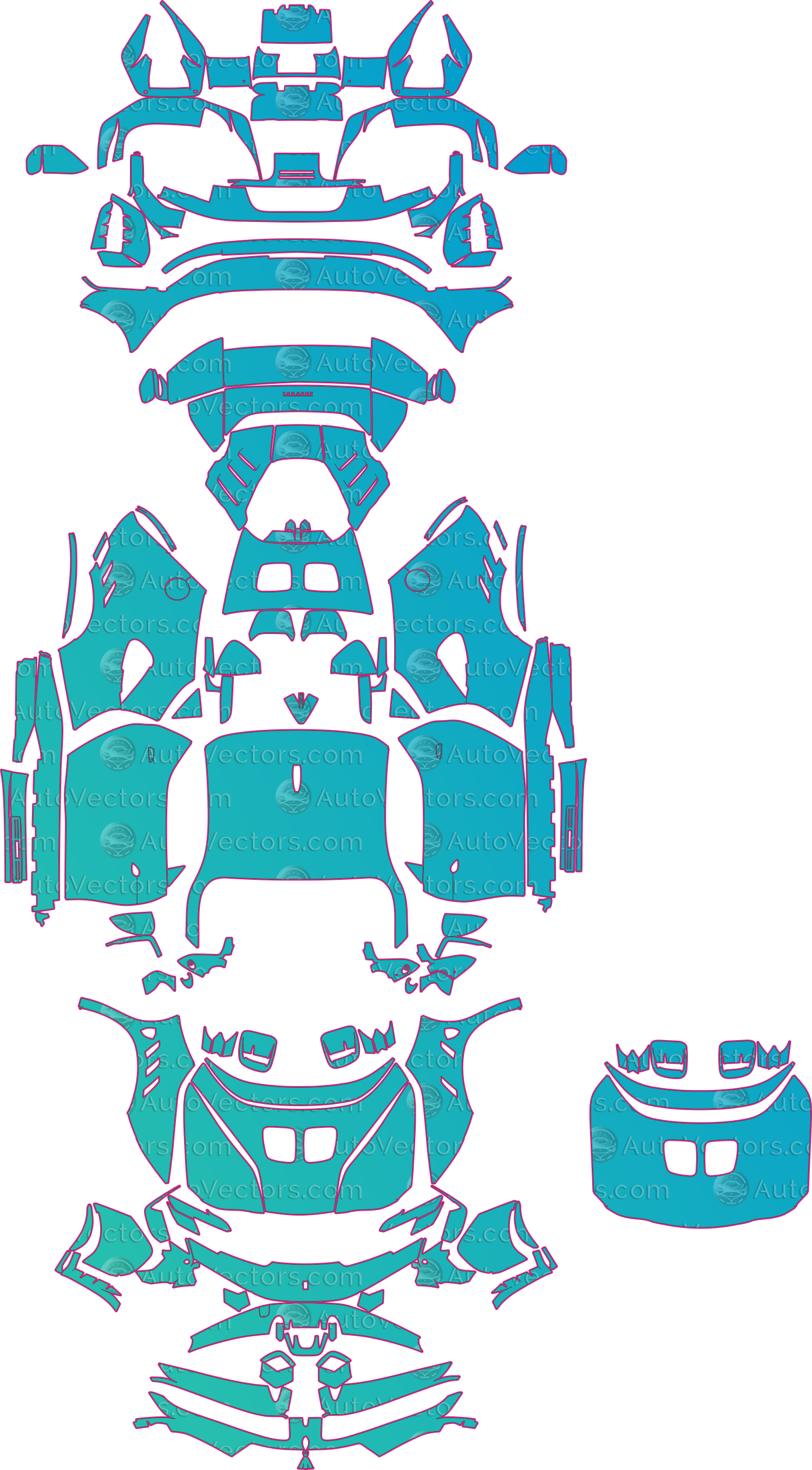 Ferrari SF90 Stradale F173 (From 2024) Coupe Pre-Cut PPF Pattern Templates – pre-cut PPF pattern templates, digital download vector files (CDR, AI, PDF, DXF, SVG)
