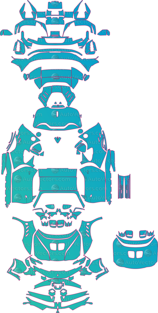Ferrari SF90 XX Spider F173 (From 2024) Convertible Pre-Cut PPF Pattern Templates – pre-cut PPF pattern templates, digital download vector files (CDR, AI, PDF, DXF, SVG)
