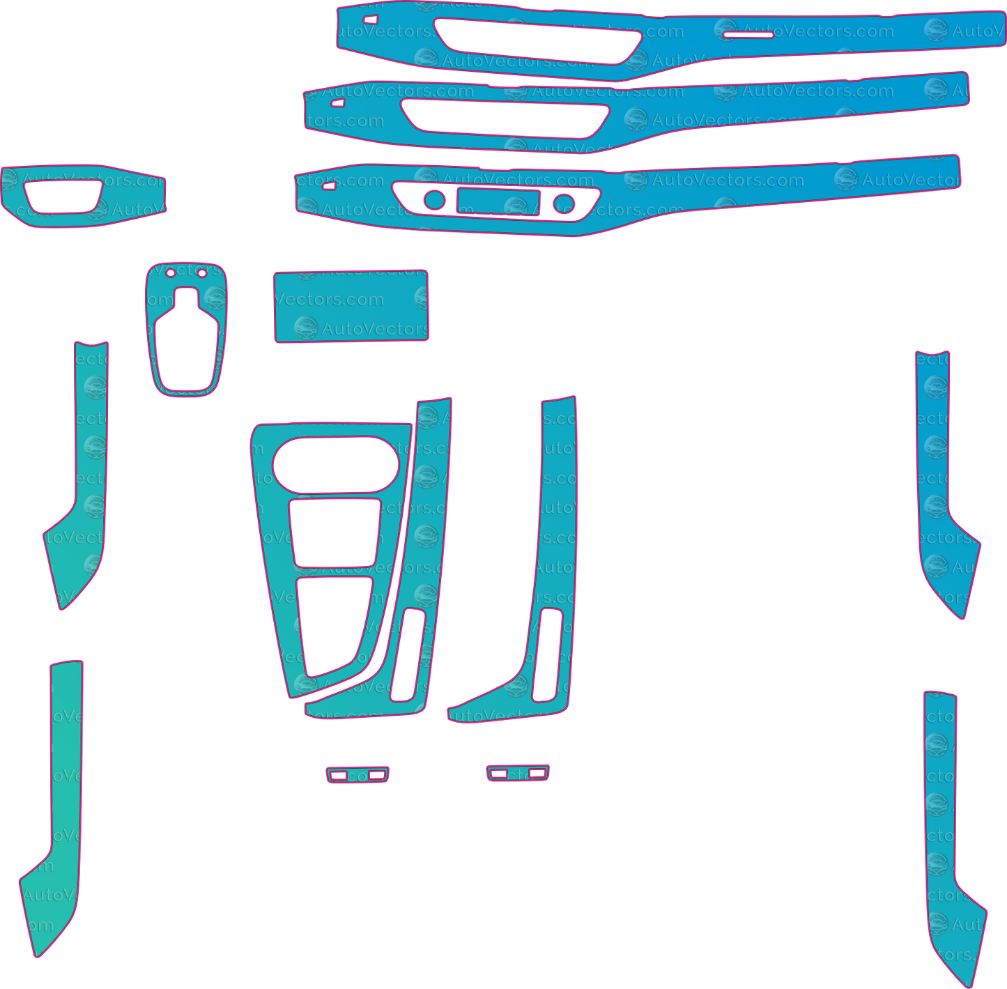 Audi A4L B9 Base (From 2017) Sedan Interior Pre-Cut PPF Pattern Templates – interior pre-cut PPF pattern templates, digital download vector files (CDR, AI, PDF, DXF, SVG)