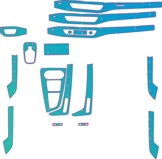 Audi A4L B9 Base (From 2017) Sedan Interior Pre-Cut PPF Pattern Templates – interior pre-cut PPF pattern templates, digital download vector files (CDR, AI, PDF, DXF, SVG)