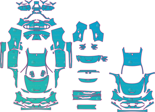 Ferrari F8 Tributo F142MFL (From 2020) Coupe Pre-Cut PPF Pattern Templates – pre-cut PPF pattern templates, digital download vector files (CDR, AI, PDF, DXF, SVG)