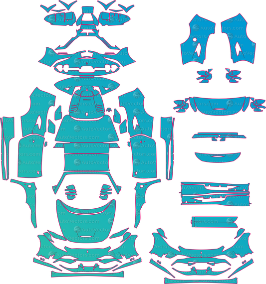 Ferrari F8 Spider F142MFL (From 2020) Convertible Pre-Cut PPF Pattern Templates – pre-cut PPF pattern templates, digital download vector files (CDR, AI, PDF, DXF, SVG)