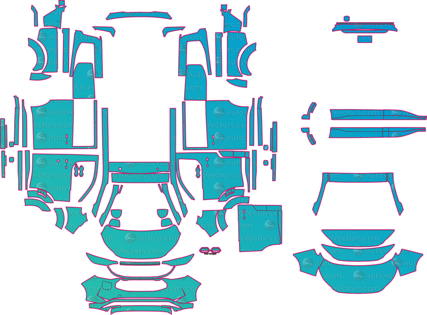 Ford E-Transit Custom V710 (From 2025) Van Pre-Cut PPF Pattern Templates – pre-cut PPF pattern templates, digital download vector files (CDR, AI, PDF, DXF, SVG)