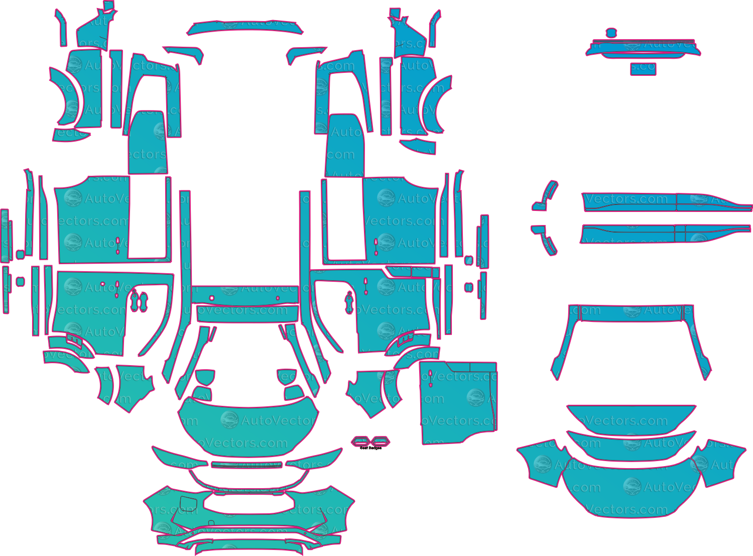 Ford E-Transit Custom V710 (From 2025) Van Pre-Cut PPF Pattern Templates – pre-cut PPF pattern templates, digital download vector files (CDR, AI, PDF, DXF, SVG)