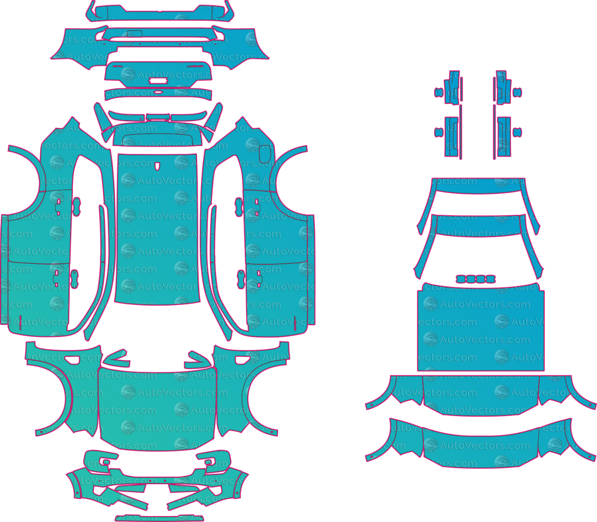 Ford Everest Sport (From 2025) SUV – pre-cut PPF pattern templates, instant digital download vector cut files (CDR, AI, PDF, SVG)