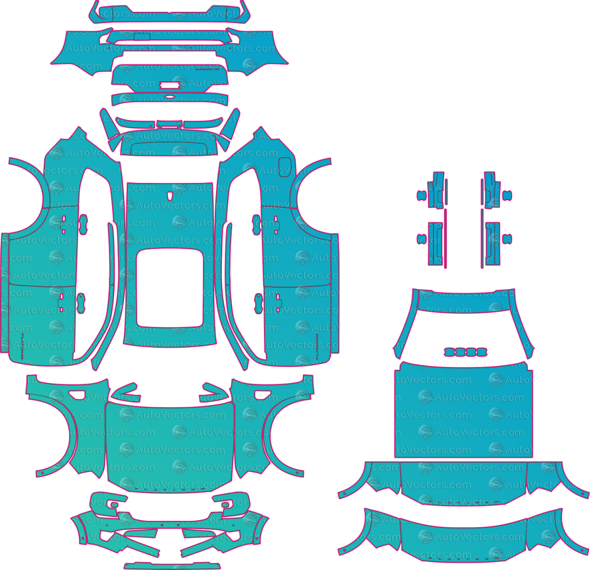 Ford Everest U704 Platinum (From 2025) SUV – pre-cut PPF pattern templates, instant digital download vector cut files (CDR, AI, PDF, SVG)