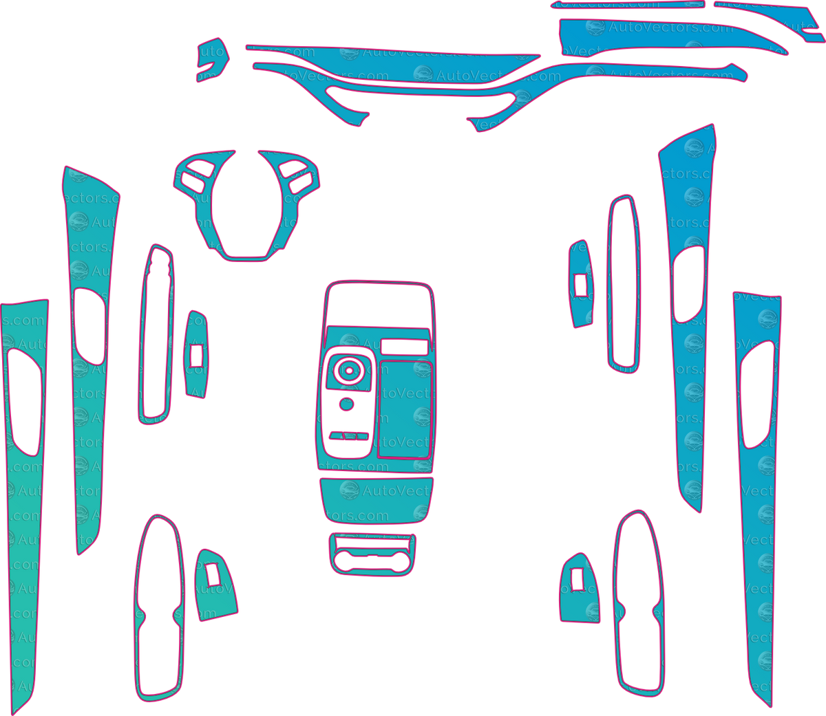 Ford Everest V2 (From 2021) SUV Interior – interior pre-cut PPF pattern templates, instant digital download vector cut files (CDR, AI, PDF, SVG)