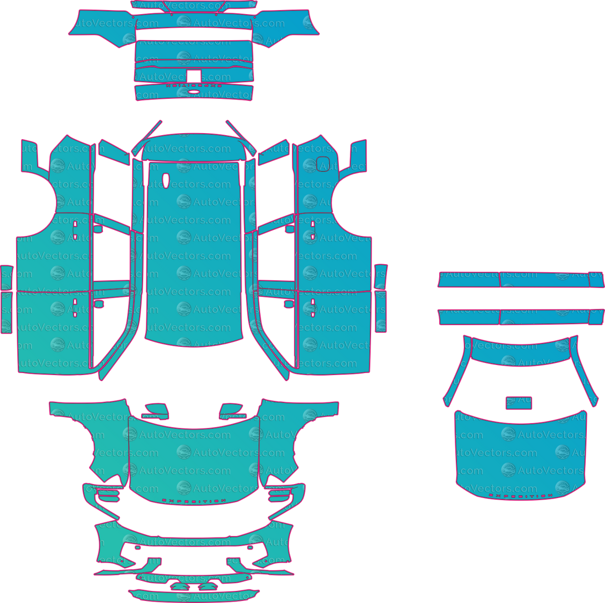 Ford Expedition Active (SWB) (From 2025) SUV – pre-cut PPF pattern templates, instant digital download vector cut files (CDR, AI, PDF, SVG)