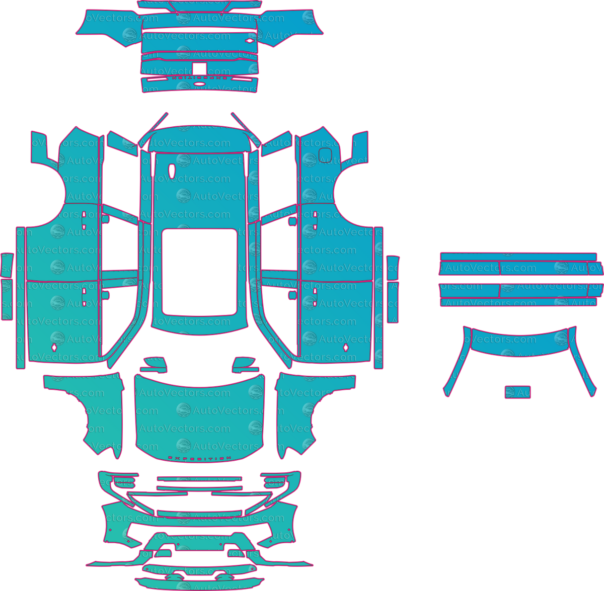 Ford Expedition King Ranch (SWB) (From 2025) SUV – pre-cut PPF pattern templates, instant digital download vector cut files (CDR, AI, PDF, SVG)